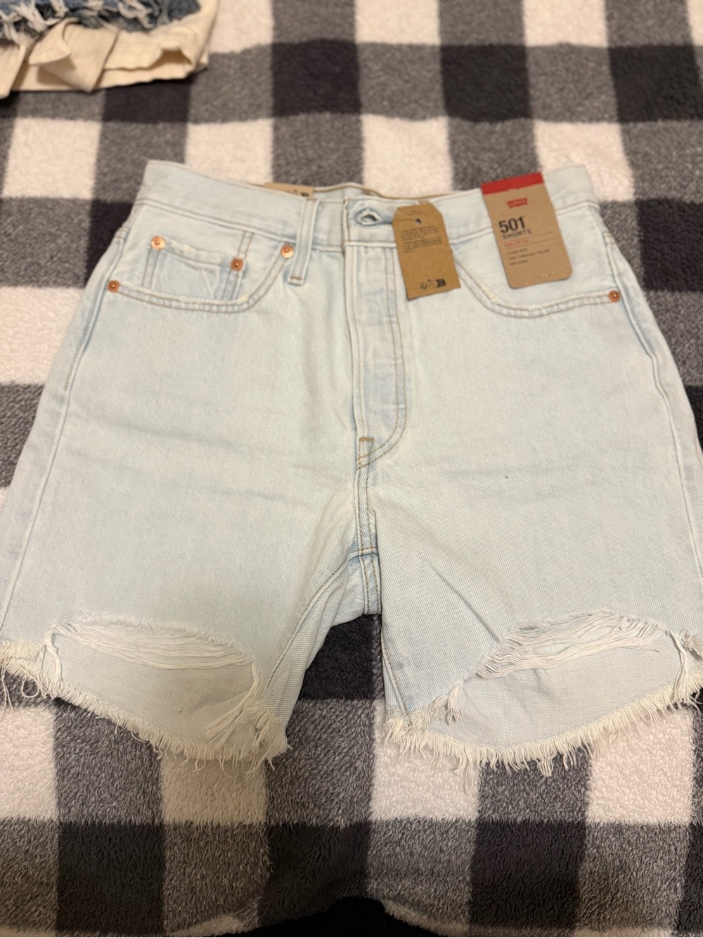 Levi's 501 High-Rise Light Wash Distressed Jean Shorts